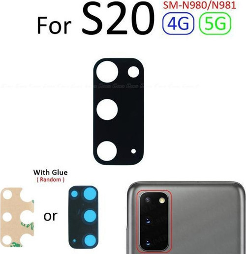 Samsung Galaxy S20 Arka Kamera Camı Lens Yapışkanlı