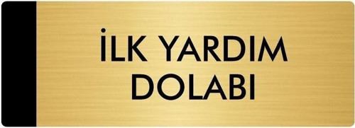 Metal Yönlendirme Levhası, Departman Kapı Isimliği İlk Yardım Dolabı 10X20 Cm Altın Renk