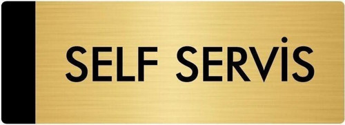 Metal Yönlendirme Levhası, Departman Kapı Isimliği Self Servis 5X20 Cm Altın Renk