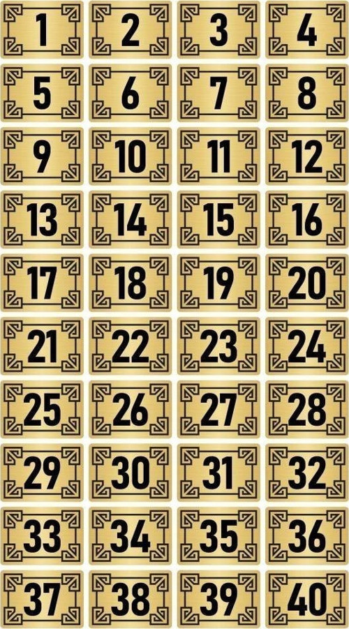 Metal Kapı Masa Dolap Numara Levhası 3,5X5Cm Altın Renk 40 Adet (1…40)