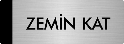 Metal Yönlendirme Levhası, Departman Kapı Isimliği Zemin Kat 7X20 Cm Gümüş Renk