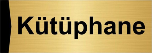 Kütüphane 10X20Cm Altın Renk Metal Yönlendirme Levhası