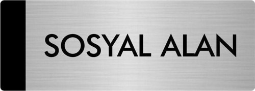 Metal Yönlendirme Levhası, Departman Kapı Isimliği Sosyal Alan 7X20 Cm Gümüş Renk