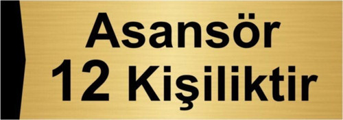 Asansör 12 Kişiliktir 10X20Cm Altın Renk Metal Yönlendirme Levhası