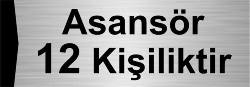 Asansör 12 Kişiliktir 10X20Cm Gümüş Renk Metal Yönlendirme Levhası