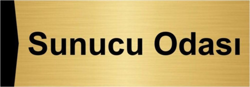 Sunucu Odası 10X20Cm Altın Renk Metal Yönlendirme Levhası
