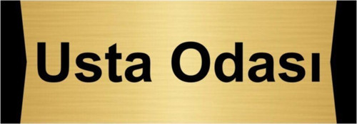 Usta Odası 7X20Cm Altın Renk Metal Yönlendirme Levhası