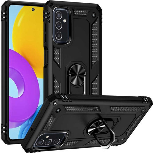 Samsung Galaxy M52 Kapak Military Yüzüklü Stantlı Panzer Tank Kılıf - Siyah