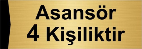 Asansör 4 Kişiliktir 7X20Cm Altın Renk Metal Yönlendirme Levhası