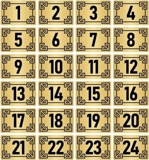Metal Kapı Masa Dolap Numara Levhası 7X10Cm Altın Renk 24 Adet (1…24)