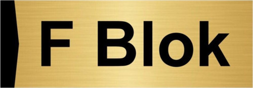 F Blok 5X20Cm Altın Renk Metal Yönlendirme Levhası