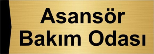Asansör Bakım Odası 7X20Cm Altın Renk Metal Yönlendirme Levhası