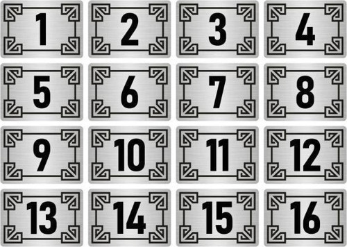 Metal Kapı Masa Dolap Numara Levhası 10X15Cm Gümüş Renk 16 Adet (1…16)