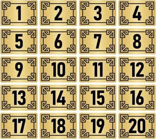Metal Kapı Masa Dolap Numara Levhası 10X15Cm Altın Renk 20 Adet (1…20)