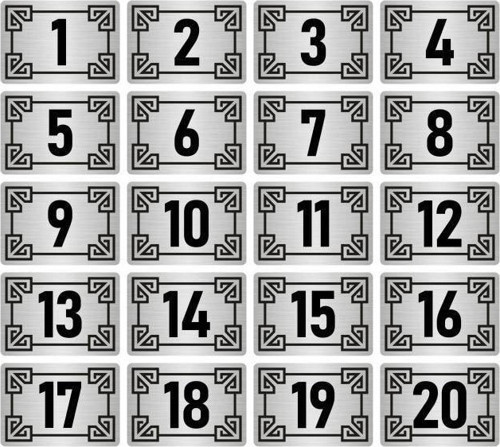 Metal Kapı Masa Dolap Numara Levhası 10X15Cm Gümüş Renk 20 Adet (1…20)