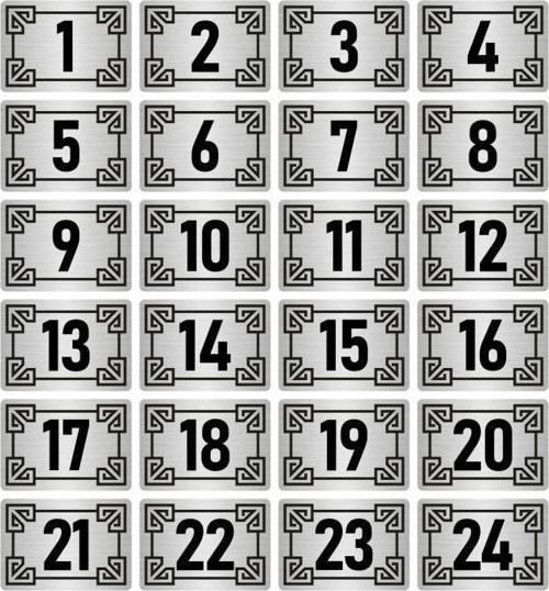 Metal Kapı Masa Dolap Numara Levhası 10X15Cm Gümüş Renk 24 Adet (1…24)
