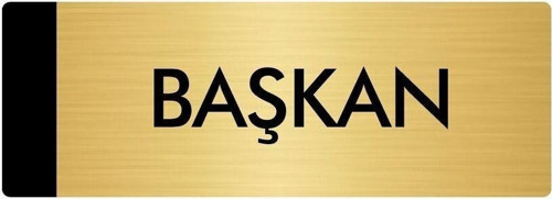 Metal Yönlendirme Levhası, Departman Kapı Isimliği Başkan 7X20 Cm Altın Renk