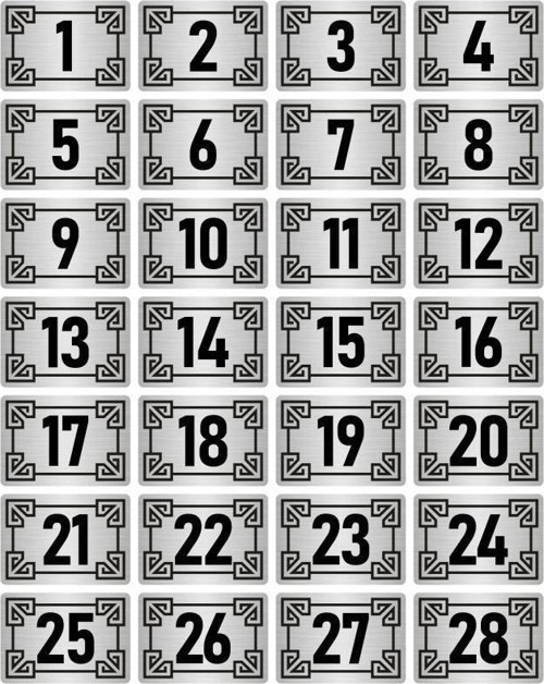 Metal Kapı Masa Dolap Numara Levhası 10X15Cm Gümüş Renk 28 Adet (1…28)
