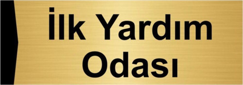 Ilk Yardım Odası 7X20Cm Altın Renk Metal Yönlendirme Levhası