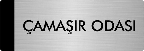 Metal Yönlendirme Levhası, Departman Kapı Isimliği Çamaşır Odası 7X20 Cm Gümüş Renk
