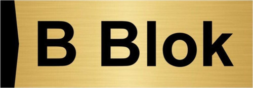 B Blok 5X20Cm Altın Renk Metal Yönlendirme Levhası