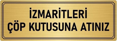 Metal Yönlendirme Levhası, Departman Kapı Isimliği Izmaritleri Çöp 7X20 Cm Altın Renk