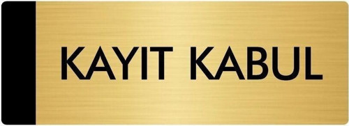 Metal Yönlendirme Levhası, Departman Kapı Isimliği Kayıt Kabul 7X20 Cm Altın Renk