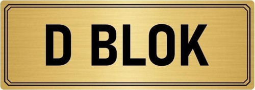 Metal Yönlendirme Levhası, Departman Kapı Isimliği D Blok 5X20 Cm Altın Renk