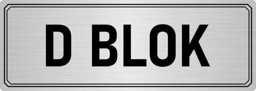Metal Yönlendirme Levhası, Departman Kapı Isimliği D Blok 5X20 Cm Gümüş Renk
