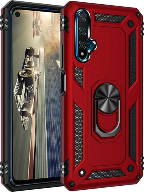 Huawei Honor 20 Nova 5t Kapak Military Yüzüklü Stantlı Panzer Tank Kılıf - Kırmızı