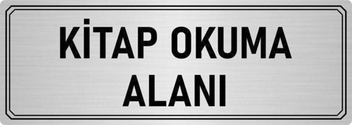 Metal Yönlendirme Levhası, Departman Kapı Isimliği Kitap Okuma Alanı 10X20 Cm Gümüş Renk