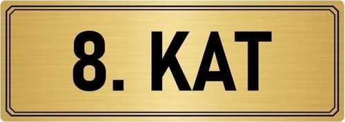 Metal Yönlendirme Levhası, Departman Kapı Isimliği 8. Kat 5X20 Cm Altın Renk