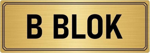 Metal Yönlendirme Levhası, Departman Kapı Isimliği B Blok 10X20 Cm Altın Renk