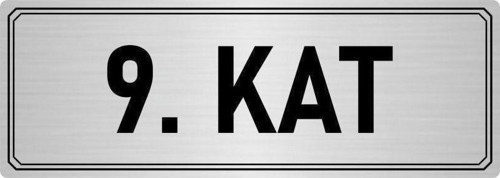 Metal Yönlendirme Levhası, Departman Kapı Isimliği 9. Kat 5X20 Cm Gümüş Renk