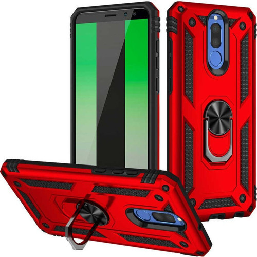 Huawei Mate 10 Lite Kapak Military Yüzüklü Stantlı Panzer Tank Kılıf - Kırmızı