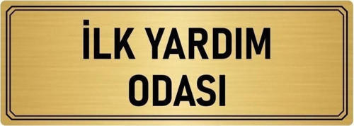 Metal Yönlendirme Levhası, Departman Kapı Isimliği Ilk Yardım Odası 7X20 Cm Altın Renk
