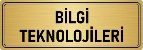 Metal Yönlendirme Levhası, Departman Kapı Isimliği Bilgi Teknolojileri 5X20 Cm Altın Renk
