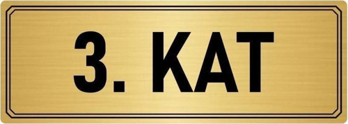 Metal Yönlendirme Levhası, Departman Kapı Isimliği 3. Kat 10X20 Cm Altın Renk