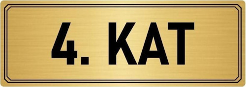 Metal Yönlendirme Levhası, Departman Kapı Isimliği 4. Kat 10X20 Cm Altın Renk