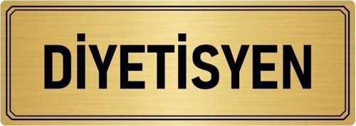 Metal Yönlendirme Levhası, Departman Kapı Isimliği Diyetisyen 7X20 Cm Altın Renk
