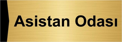 Asistan Odası 7X20Cm Altın Renk Metal Yönlendirme Levhası