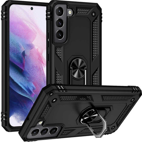 Samsung Galaxy S22 Plus Kapak Military Yüzüklü Stantlı Panzer Tank Kılıf - Siyah
