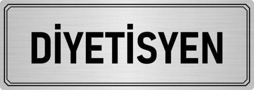 Metal Yönlendirme Levhası, Departman Kapı Isimliği Diyetisyen 10X20 Cm Gümüş Renk