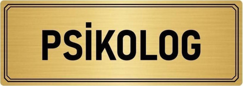 Metal Yönlendirme Levhası, Departman Kapı Isimliği Psikolog 10X20 Cm Altın Renk
