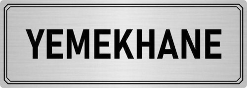 Metal Yönlendirme Levhası, Departman Kapı Isimliği Yemekhane 7X20 Cm Gümüş Renk