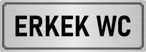 Metal Yönlendirme Levhası, Departman Kapı Isimliği Erkek Wc 10X20 Cm Gümüş Renk