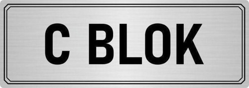 Metal Yönlendirme Levhası, Departman Kapı Isimliği C Blok 7X20 Cm Gümüş Renk