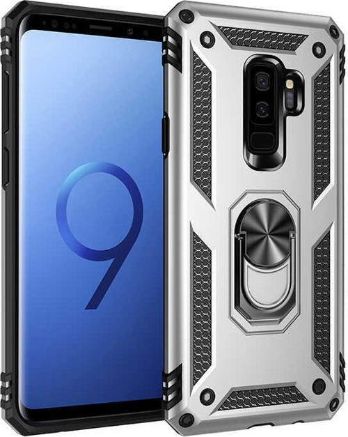 Samsung Galaxy S9 Plus Kapak Military Yüzüklü Stantlı Panzer Tank Kılıf - Gri