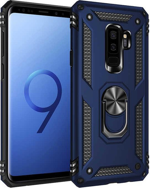Samsung Galaxy S9 Plus Kapak Military Yüzüklü Stantlı Panzer Tank Kılıf - Lacivert