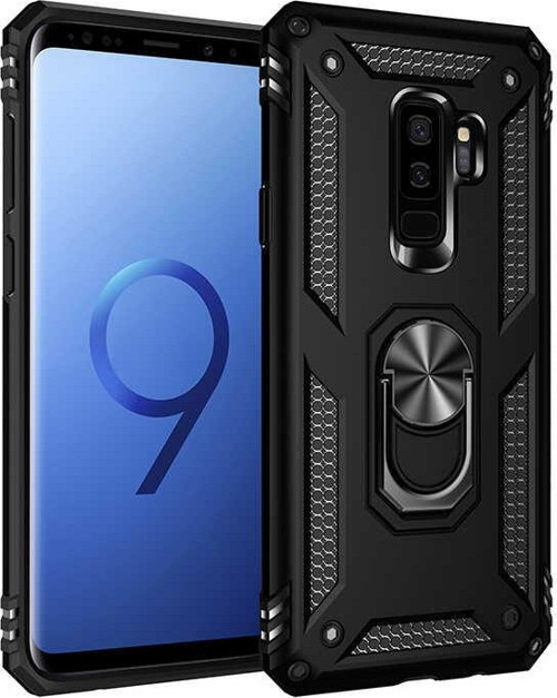 Samsung Galaxy S9 Plus Kapak Military Yüzüklü Stantlı Panzer Tank Kılıf - Siyah